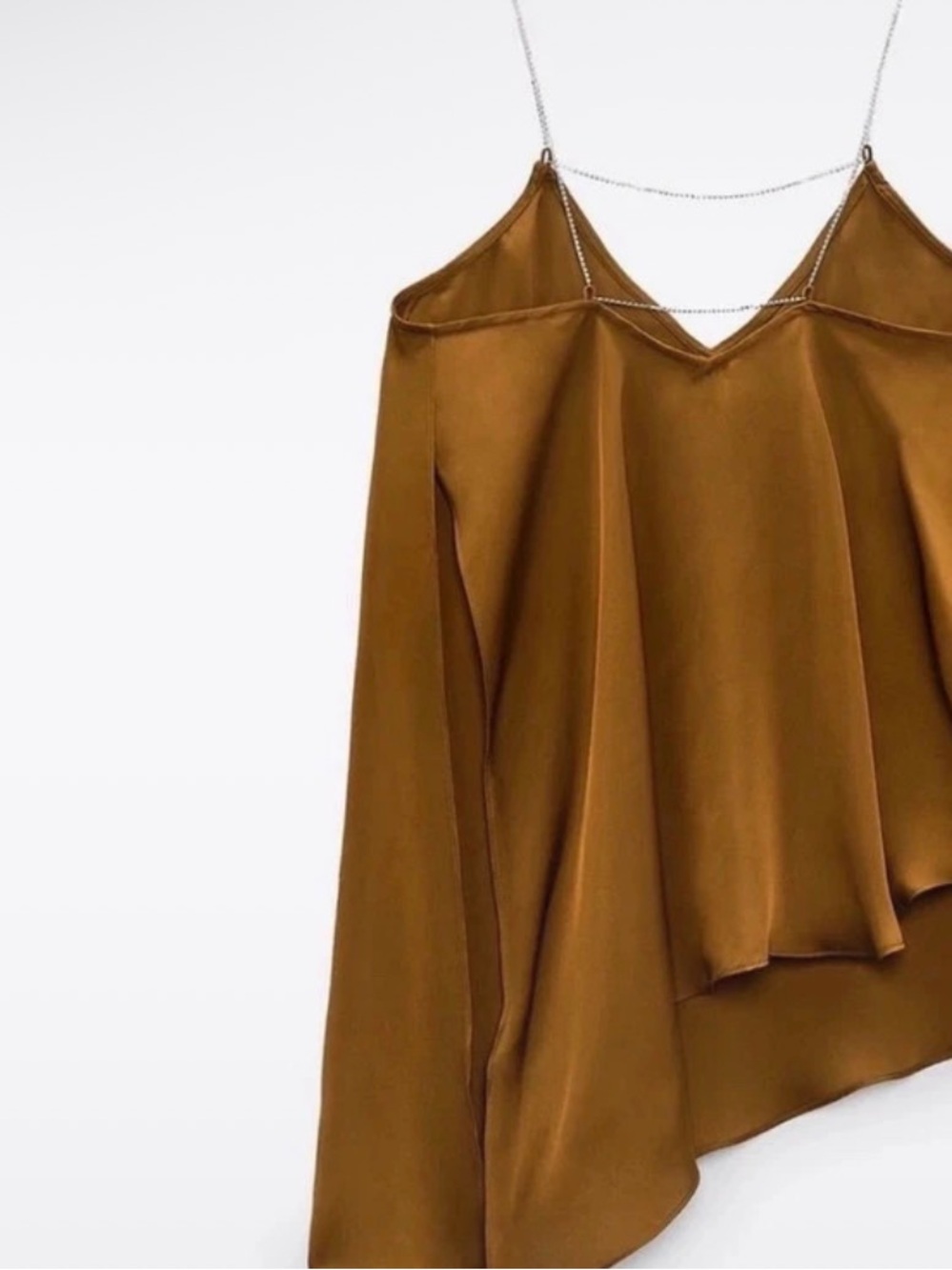 Zara Olive Green Satin Asymmetrical.